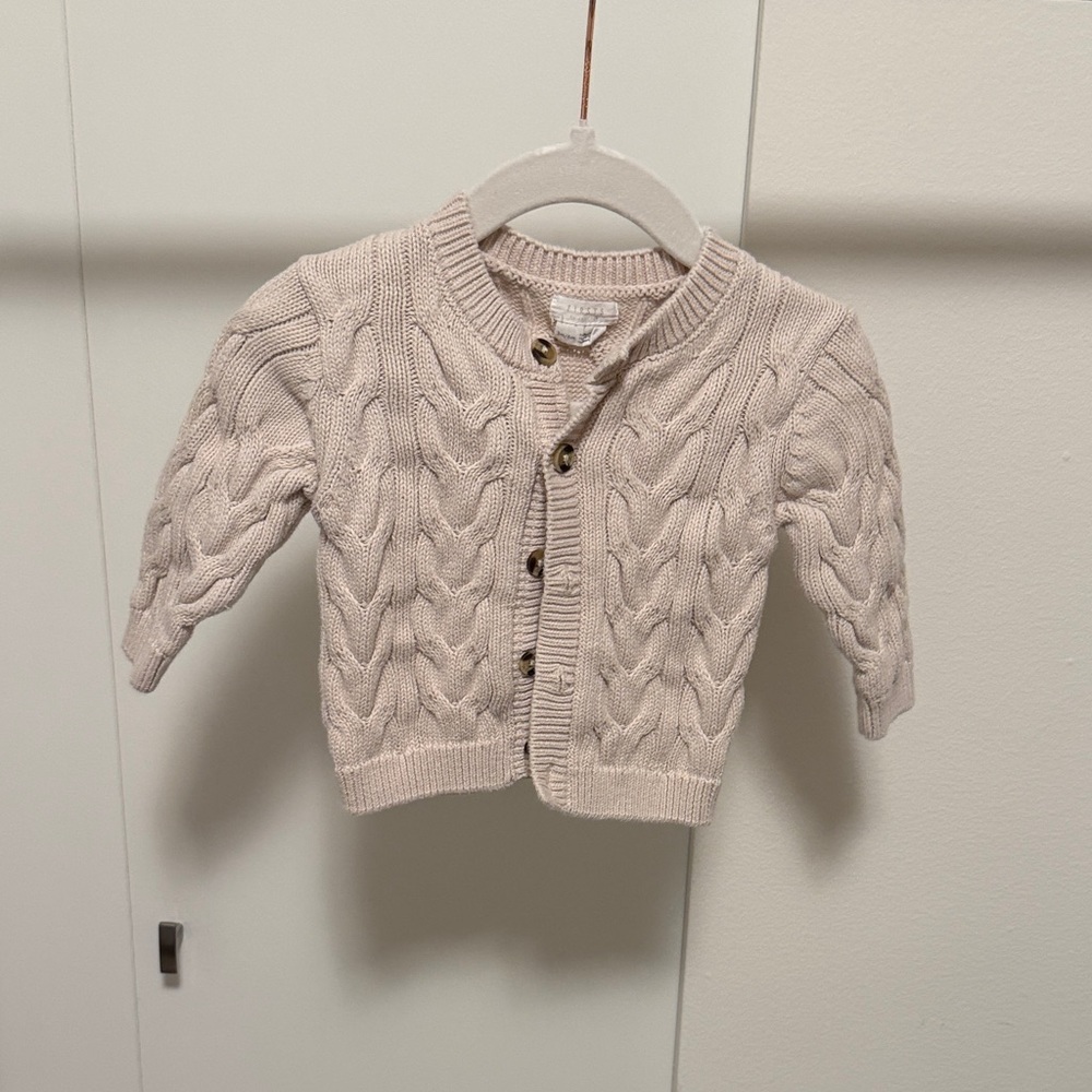 Petit Lem Cable Knit Kids Cardigan in Beige